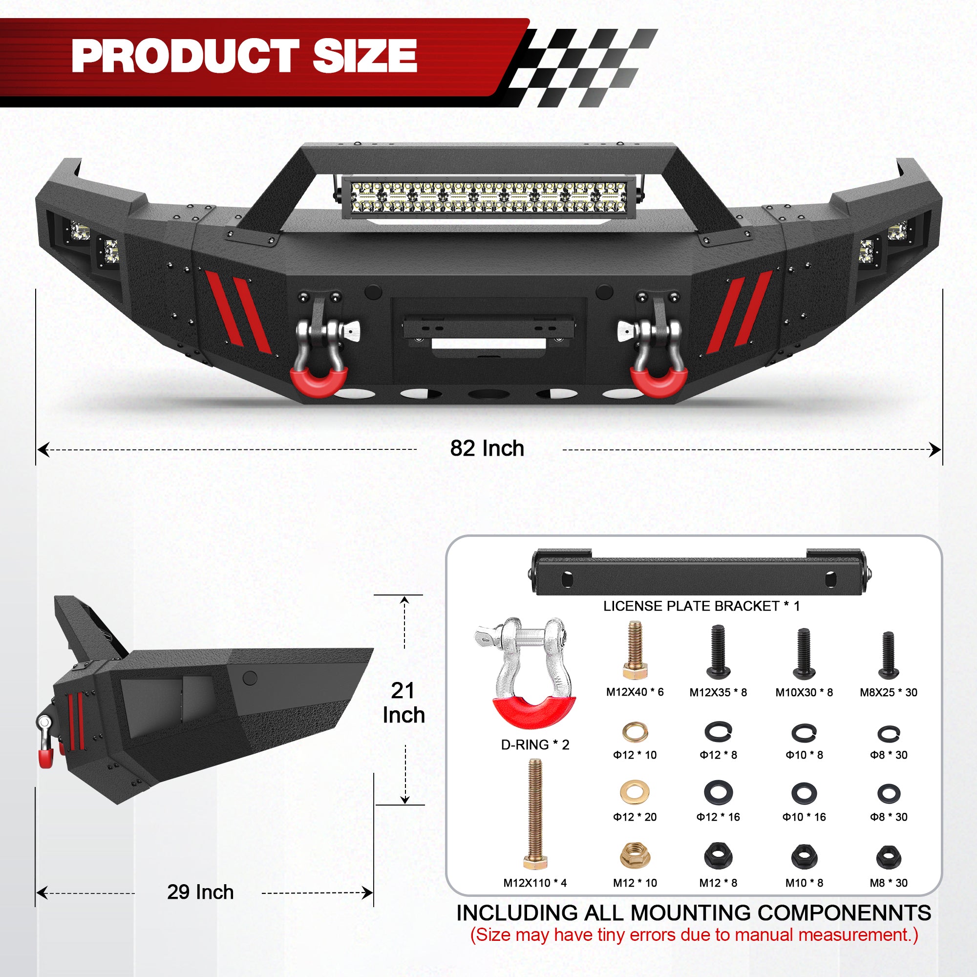 For 2010-2018 Ram 2500/3500 Aftermarket Steel Front Bumper with Winch Plate and Sensor Hole