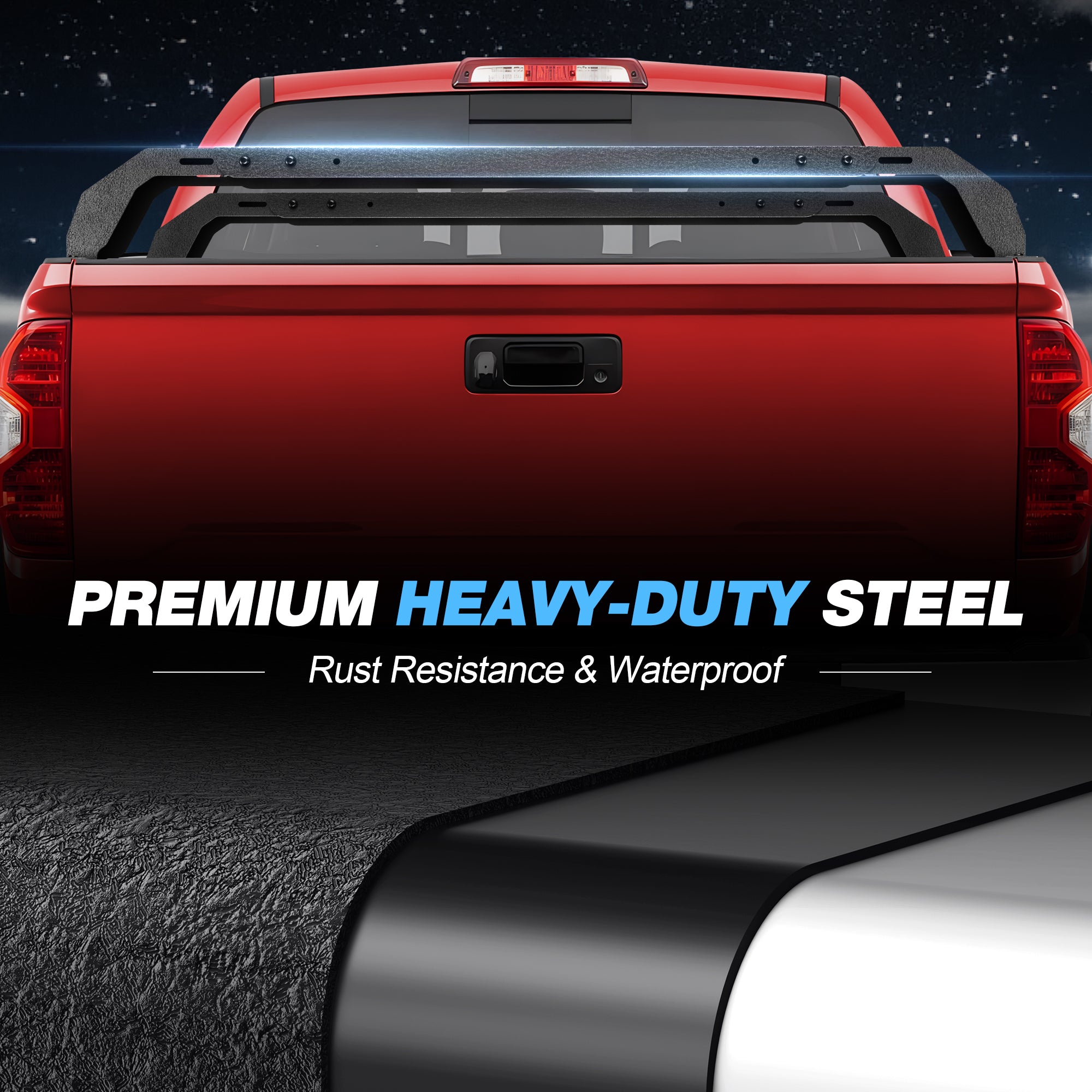 Extendable Steel Truck Ladder Rack 700 lbs Capacity Non-Drilling Extendable Truck Rack for Kayak, Surfboard, Lumber, Ladder