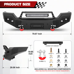 for Sierra 2500 3500 Front Bumper Compatible with 2015-2016-2017-2018-2019 GMC Sierra 2500 3500 HD Pickup Truck Bumper with Winch Plate, Lights, Sensor Holes, License Plate Bracket & D-rings