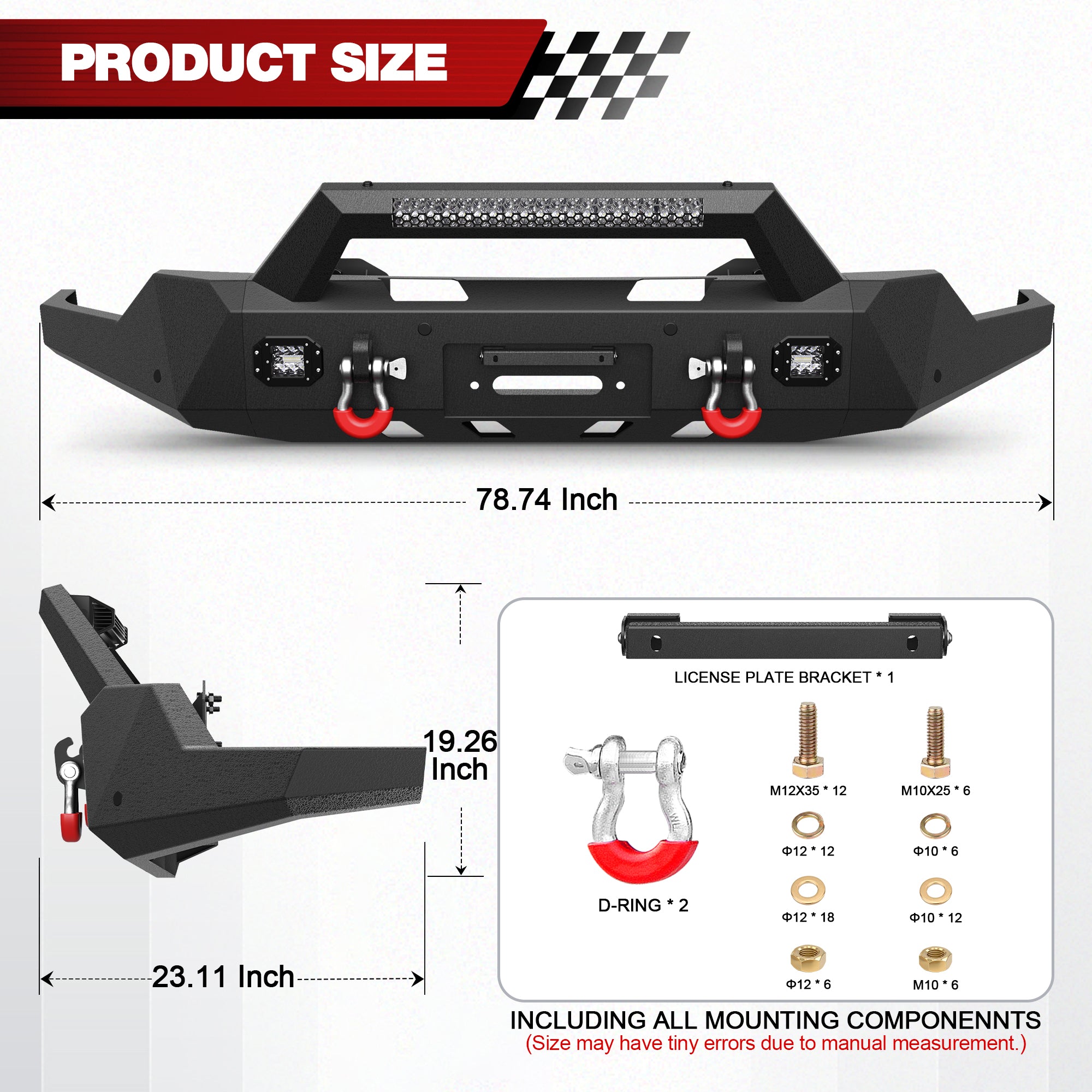 for Sierra 1500 Front Bumper Compatible with 2019-2020-2021-2022 GMC Sierra 1500 Pickup Truck Bumper with Winch Plate