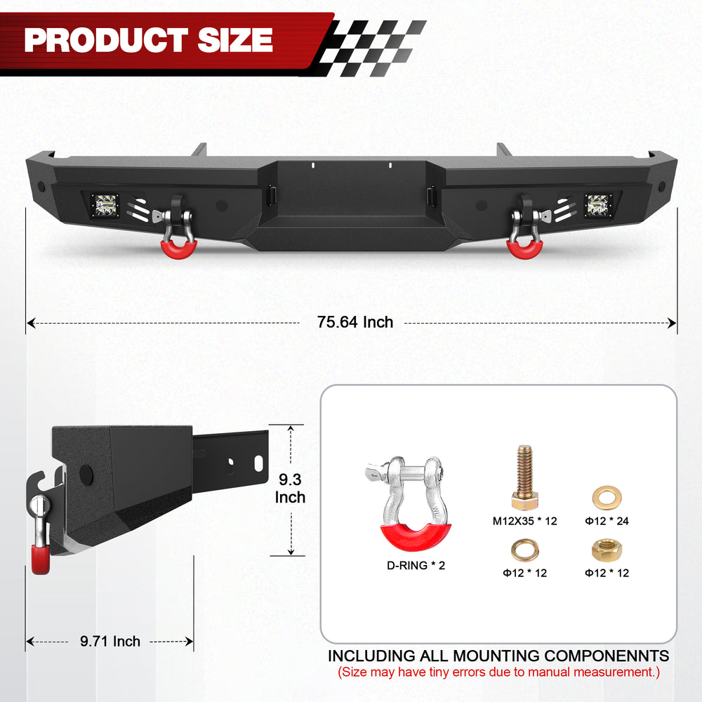 Rear Bumper Fits 1992 1993 1994 1995 1996 1997 Ford F250 F350 F450 - Longsunmotor