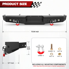 Rear Bumper Fits 1992 1993 1994 1995 1996 1997 Ford F250 F350 F450 - Longsunmotor