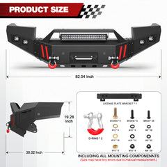 for Sierra 2500 3500 Front Bumper Compatible with 2011-2012-2013-2014 GMC Sierra 2500 3500 HD Pickup Truck Bumper with Winch Plate & D-rings