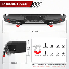 F150 Rear Bumper for 2009 2010 2011 2012 2013 2014 Ford F150 (Exclude Raptor) Full-Width Offroad Bumper Solid Steel