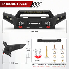 Off Road Front Bumper Fit Ram 2500 3500 2019-2025 Heavy-duty Winch Bumper Full Width Carbon Steel Powder Coated