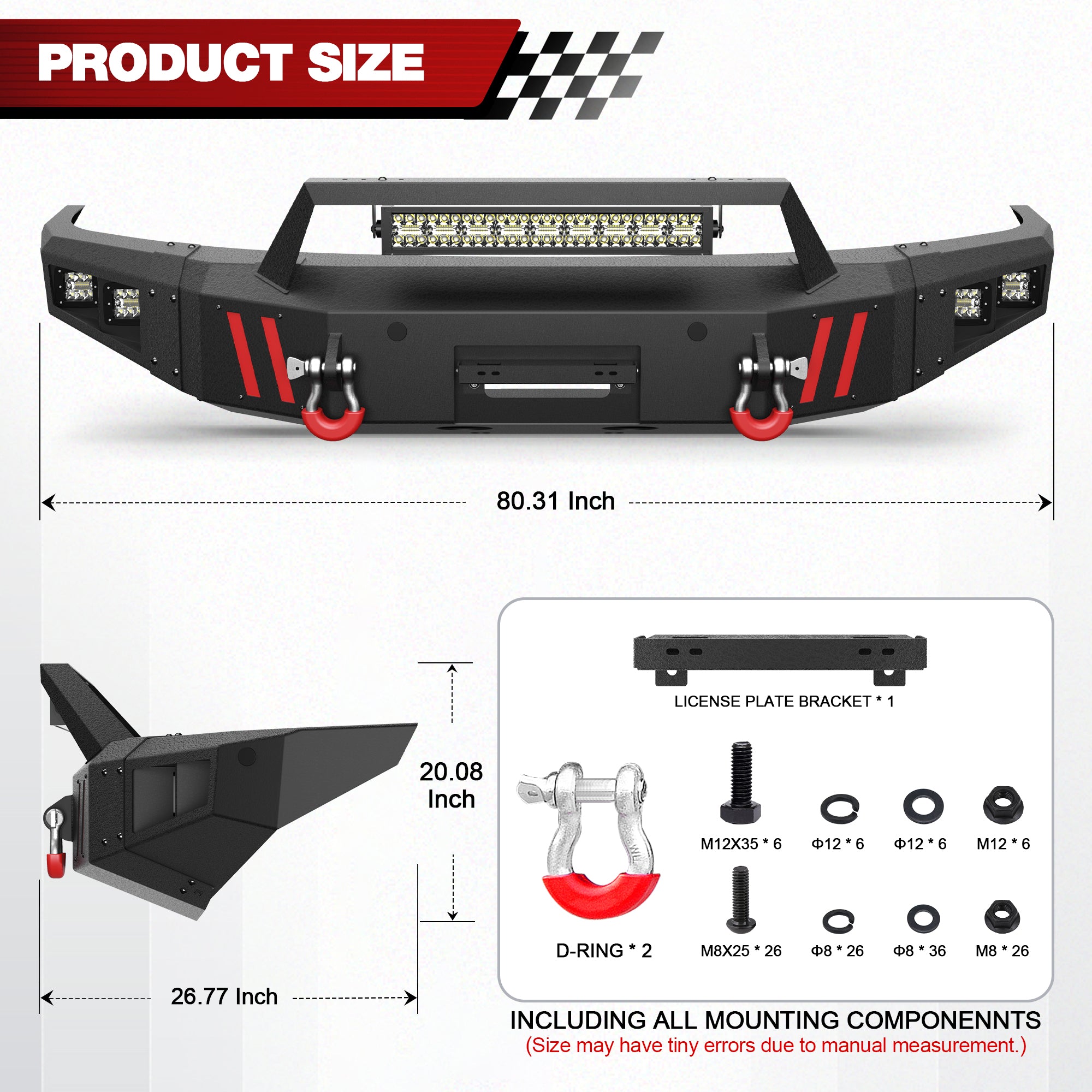 for Ram 1500 Front Bumper Compatible with 2019 2020 2021 2022 2023 2024 Dodge Ram 1500 (Excluding Classic) - Longsunmotor