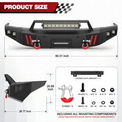 for Ram 1500 Front Bumper Compatible with 2019 2020 2021 2022 2023 2024 Dodge Ram 1500 (Excluding Classic) - Longsunmotor