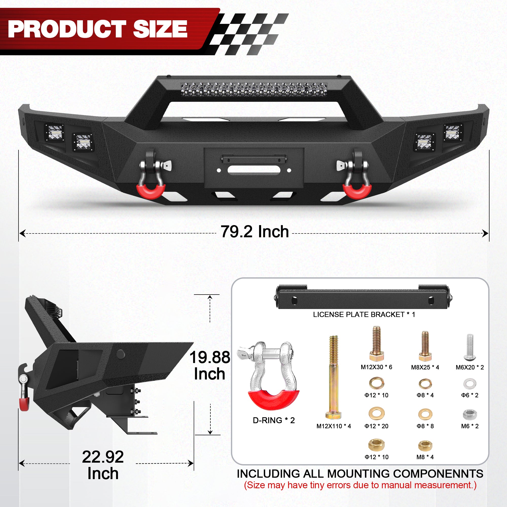 Tundra Front Bumper Steel Winch Bumper for Toyota Tundra 2014 2015 2016 2017 2018 2019 2020 2021 - Longsunmotor