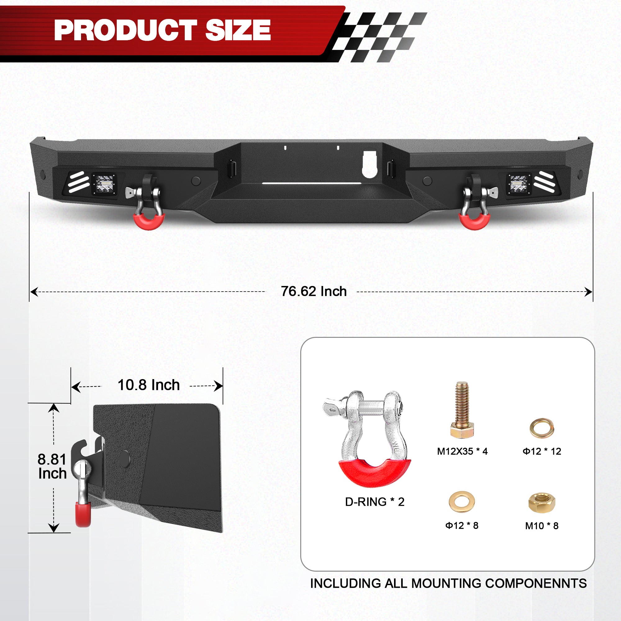 for Titan Rear Bumper Compatible with 2016 2017 2018 2019 2020 2021 2022 2023 2024 2025 Nissan Titan