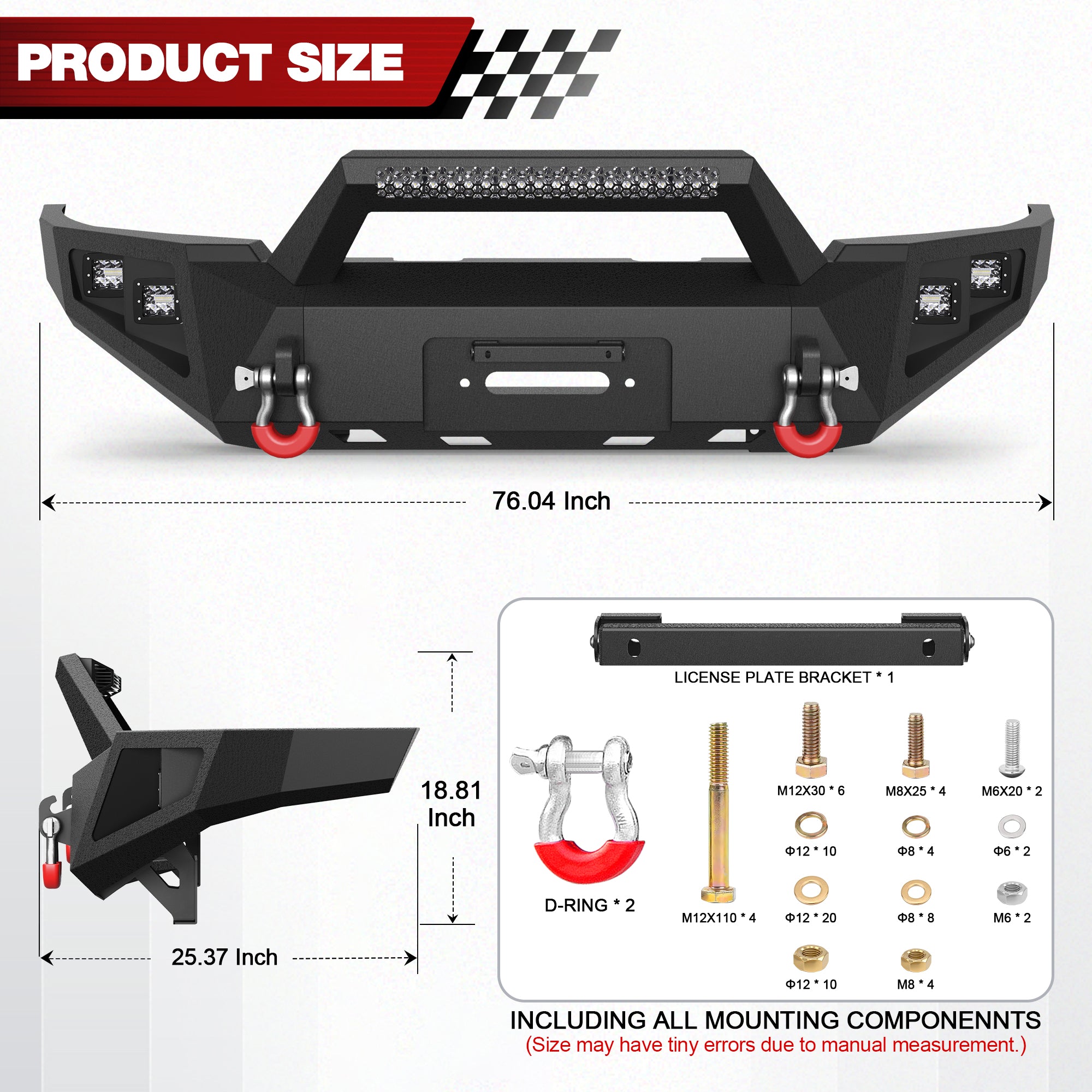 For Tacoma Front Bumper Compatible with 2005-2015 Toyota Tacoma Pickup Truck