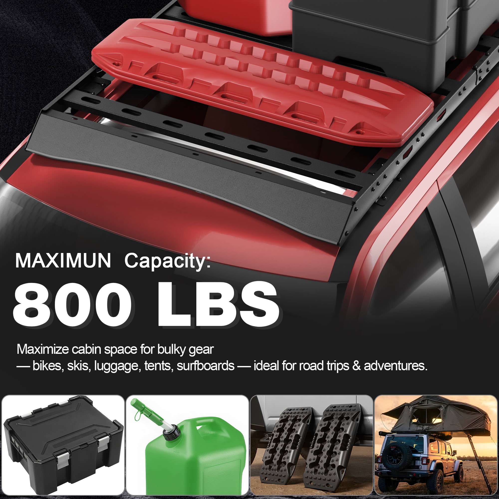 Roof Racks Fit for 2018-2025 Ford Expedition 800lbs Heavy Duty Cargo Carrier for Trip and Off-road