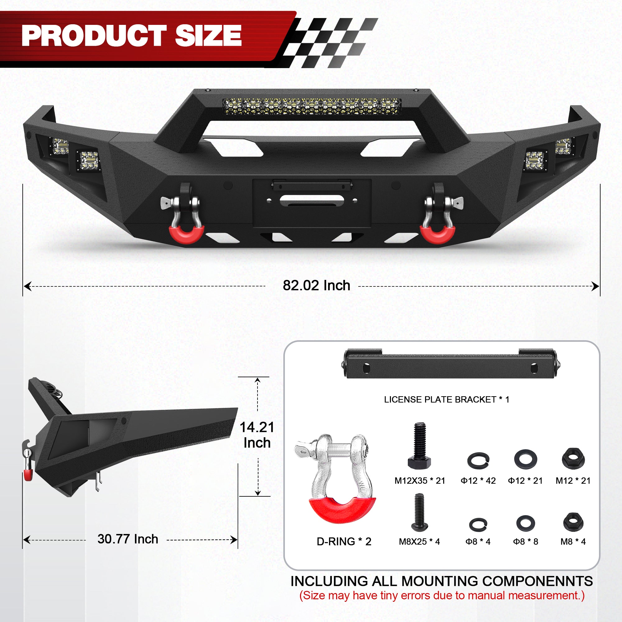 For Titan XD Front Bumper Compatible with 2016 - 2025 Nissan Titan XD with LED Lights, Winch Plate & D - rings - Longsunmotor