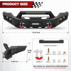 Steel Front Bumper Compatible with 2011 2012 2013 2014 2015 2016 Ford F250 F350 F450 with Winch Plate and LED Lights and D-Ring