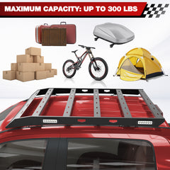 Roof Rack Cargo Basket Compatible with 2007-2021 Toyota Tundra Crew Max Cab with Side LED Lights Rooftop Truck Cargo Carrier