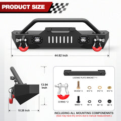 for Jeep JK Front Bumpers Compatible with 2007-2018 Jeep Wrangler JK JKU, 2019-2025 Jeep Wrangler JL/JLU & 2020-2025 Jeep Gladiator JT