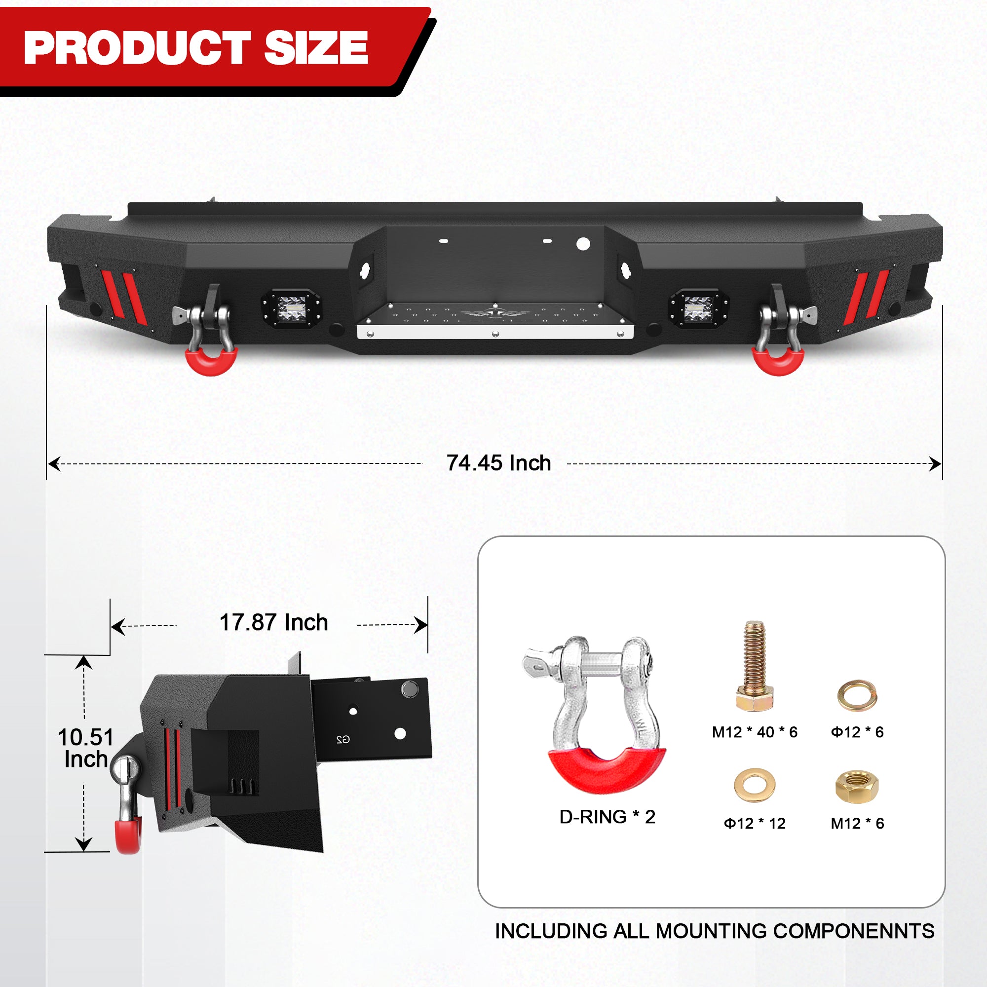 for F250 F350 F450 Rear Step Bumper Compatible with 1999 - 2016 Ford F250 F350 F450 Super Duty Pickup Truck Bumper with Lights & D - rings - Longsunmotor