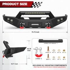 For F250 F350 F450 Front Bumper Compatible with 1992 1993 1994 1995 1996 1997 Ford F250 F350 F450 Super Duty