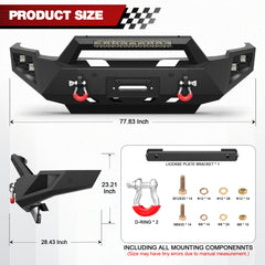 For 2010-2018 Ram 2500/3500 Steel Front Bumper Heavy-duty Bumper with Skid Plate