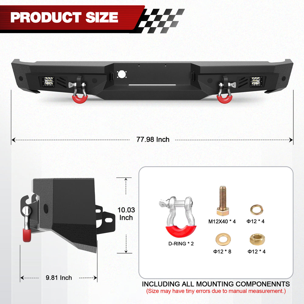 for Ram 2500 3500 Aftermarket Rear Bumper Compatible with 2002 - 2008 Dodge Ram 1500 and 2003 - 2009 Dodge Ram 2500 3500 - Longsunmotor