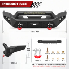 for Ram 1500 Front Bumper Compatible with 2006 2007 2008 Dodge Ram 1500 Pickup Truck Bumper with Winch Plate (Excluding Mega Cab)