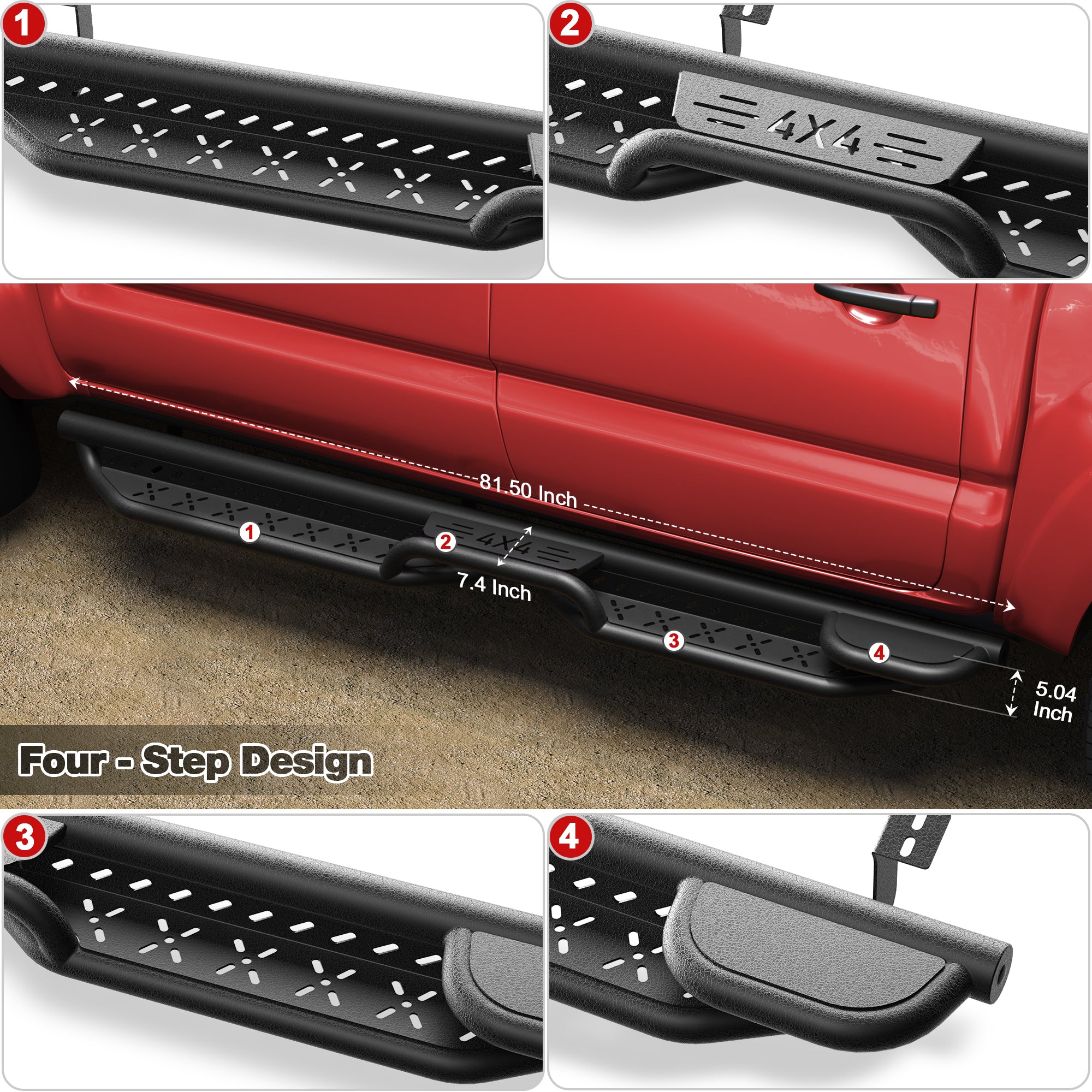 Running Boards Side Steps Compatible with 2005-2023 Toyota Tacoma All Black Nerf Bars