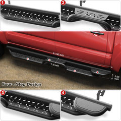Running Boards Side Steps Compatible with 2005-2023 Toyota Tacoma All Black Nerf Bars
