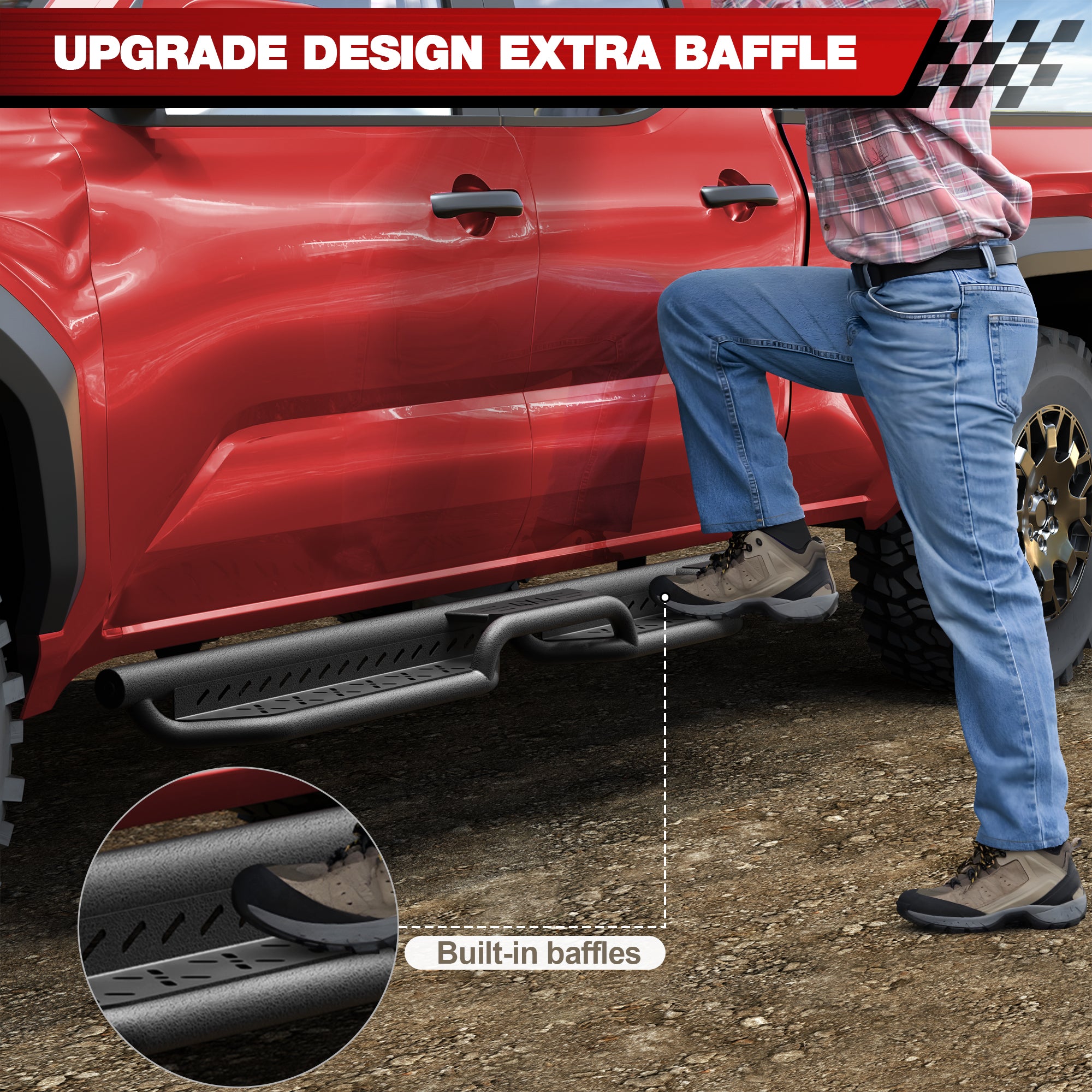 Running Boards Side Steps Compatible with 2024 2025 2026 Toyota Tacoma Double Cab & Crew Cab Heavy-Duty Truck Step Bars