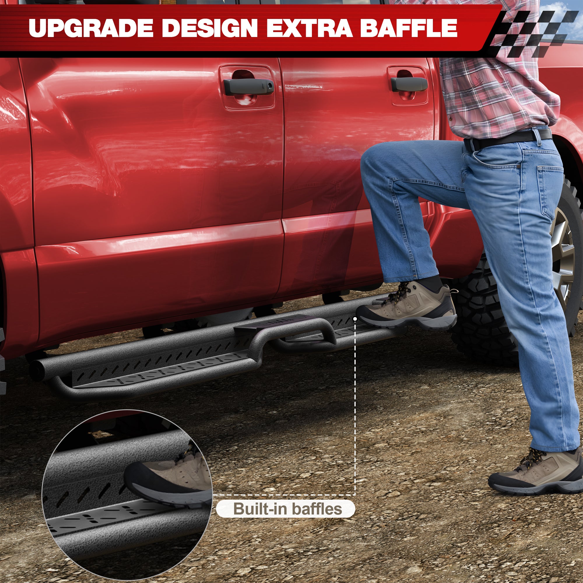 Running Boards Side Steps Compatible with 2004-2025 Nissan Titan (Not Included 2016 Model) & Nissan Titan XD 2016-2025 Model Crew Cab Bolt-on Truck Step Bar