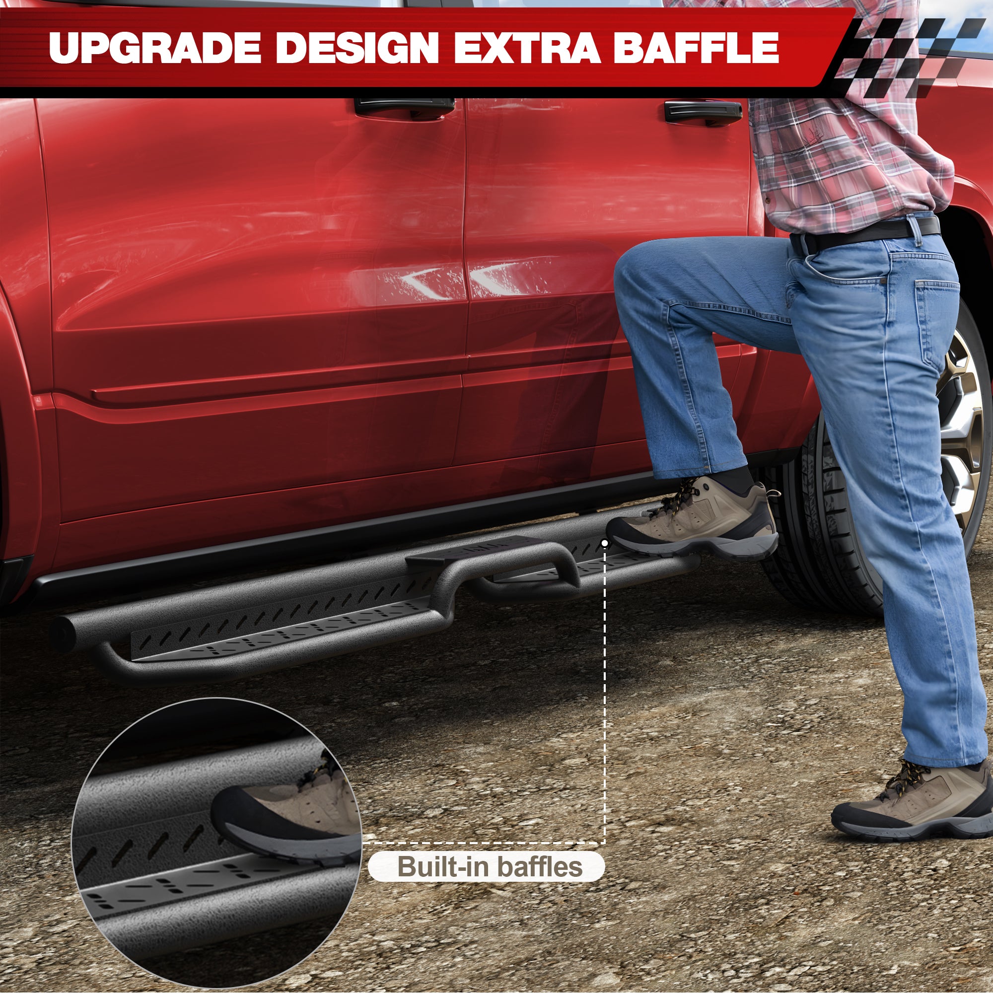 Running Boards Compatible with 2019-2025 Dodge Ram 1500 Crew Cab Heavy-duty Black Side Steps