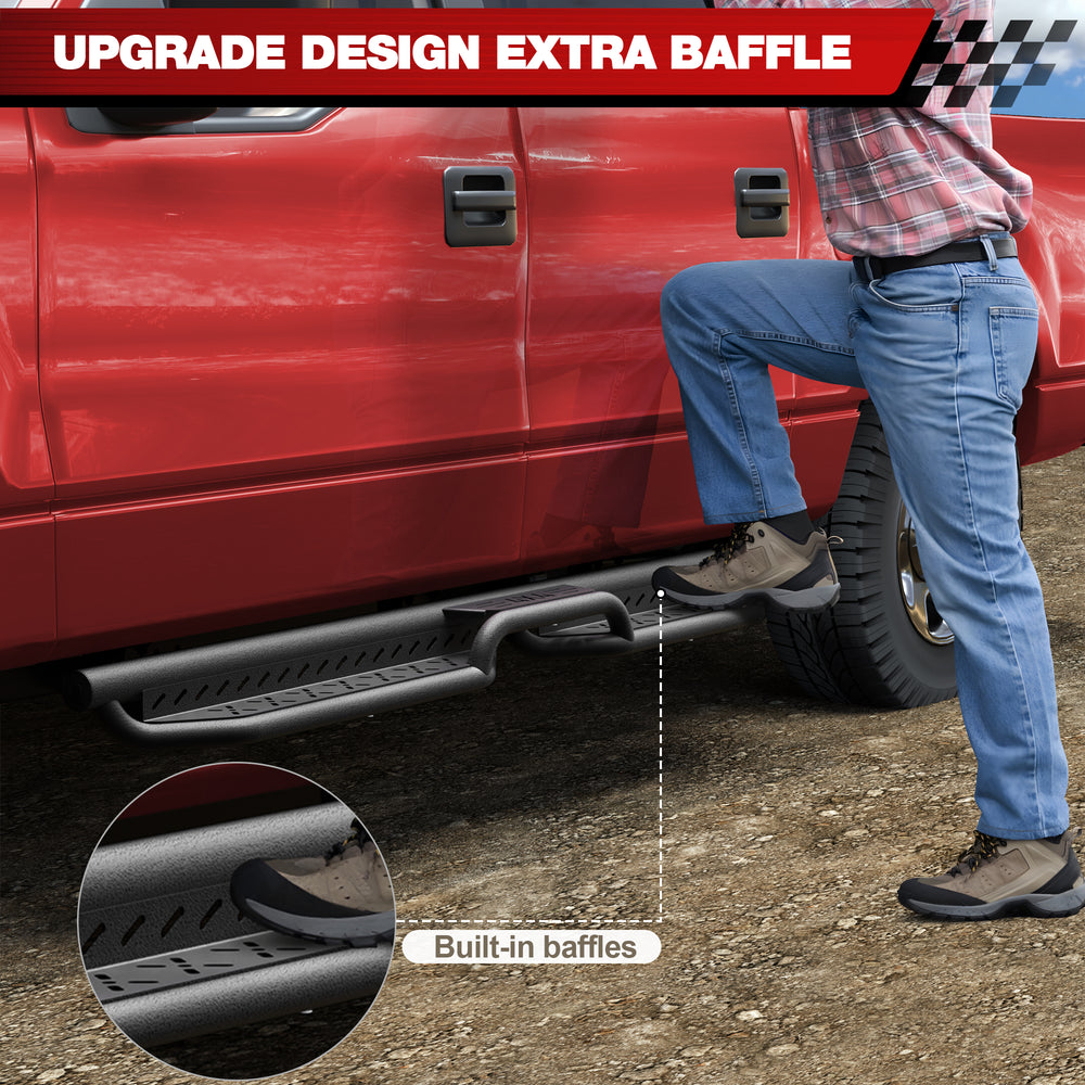 Running Boards Compatible with 2004 2005 2006 2007 2008 Ford F - 150 Crew Cab Black Nerf Bars - Longsunmotor