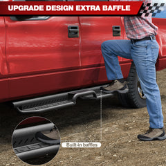 Running Boards Compatible with 2004 2005 2006 2007 2008 Ford F - 150 Crew Cab Black Nerf Bars - Longsunmotor