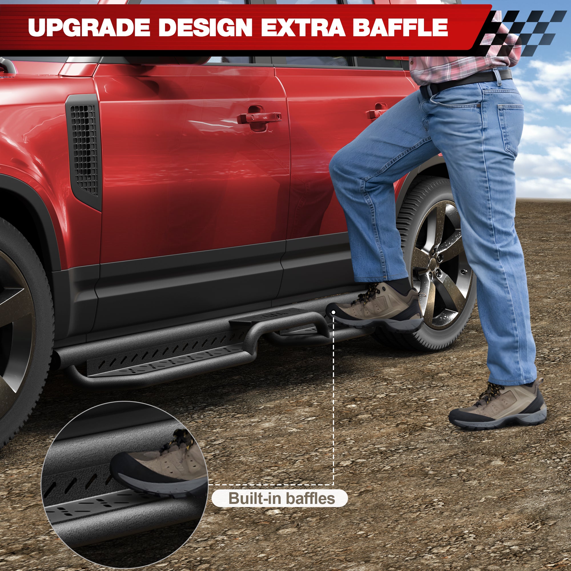 Running Boards for Land Rover Defender 110 2020 2021 2022 2023 2024 2025 Black Side Steps