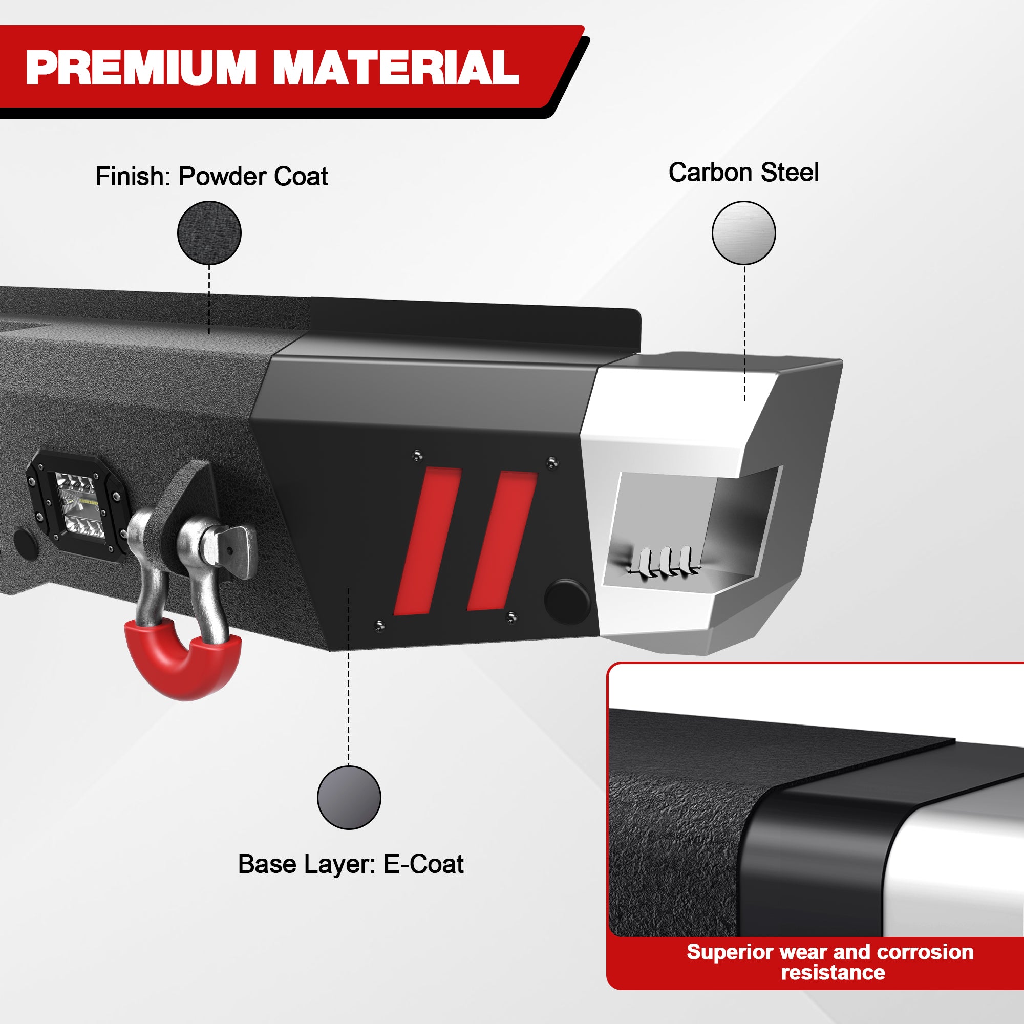 for F250 F350 F450 Rear Step Bumper Compatible with 1999 - 2016 Ford F250 F350 F450 Super Duty Pickup Truck Bumper with Lights & D - rings - Longsunmotor