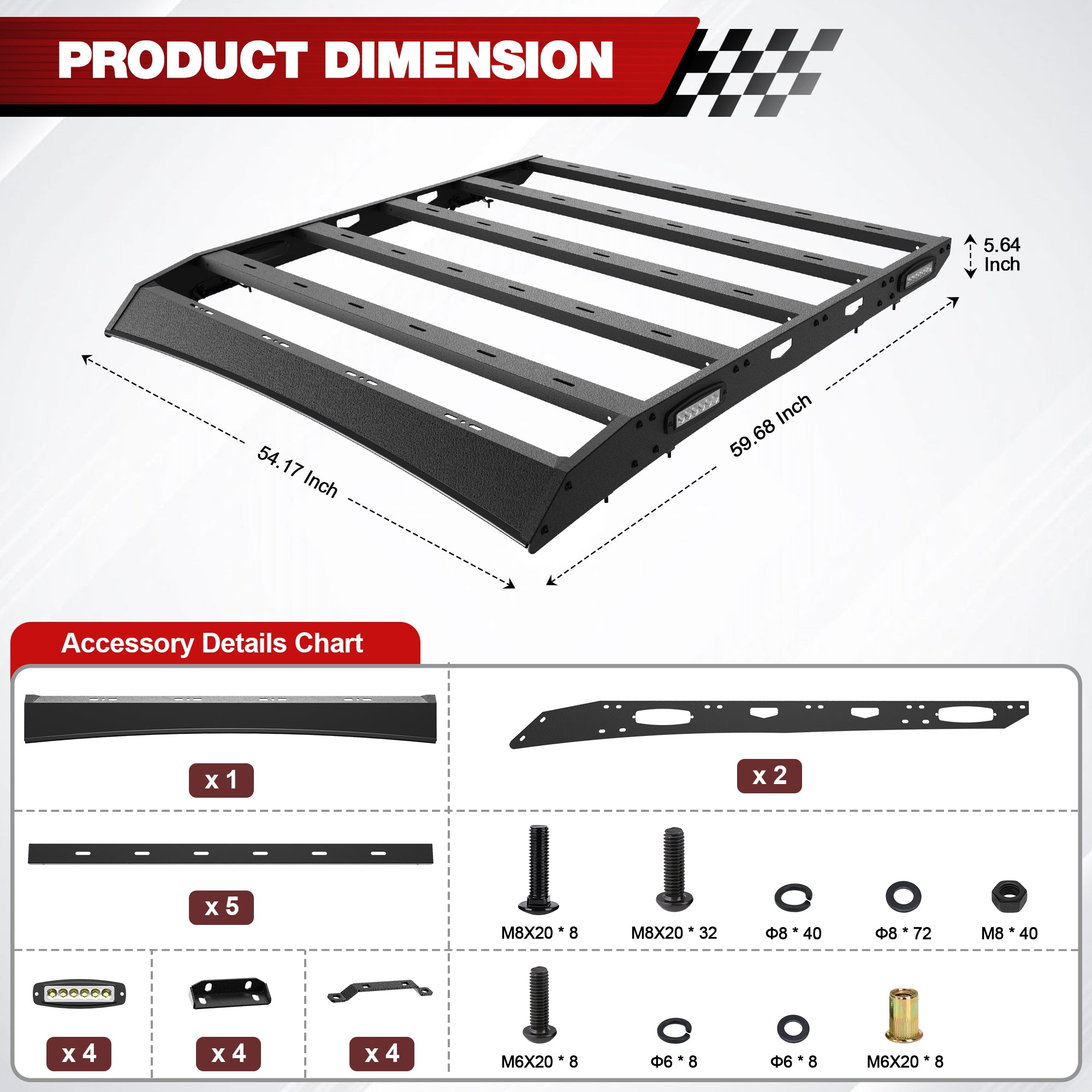 For 2009-2018 Dodge Ram 1500 Roof Rack Truck Rooftop Cargo Carrier Black Luggage Storage Holder