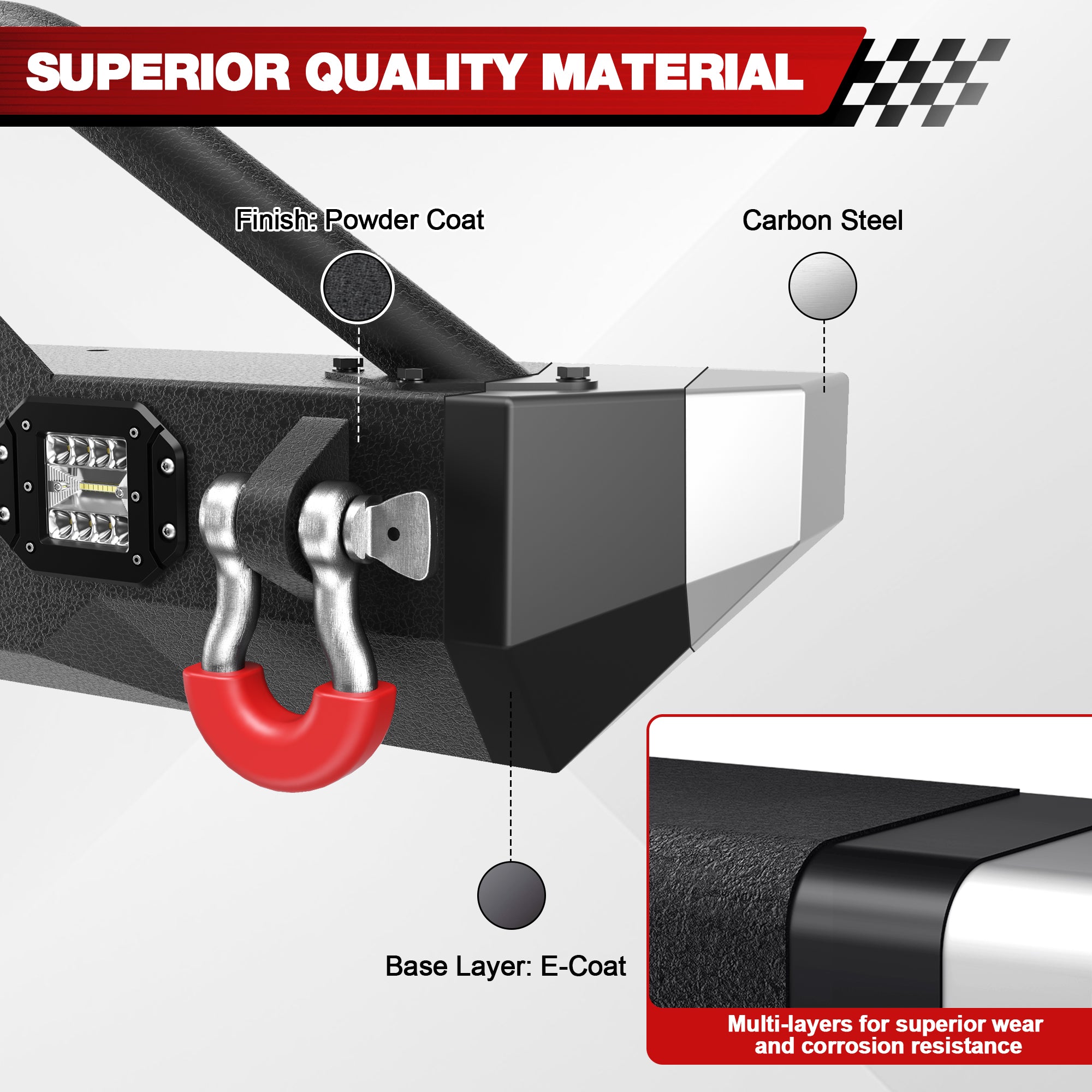 for Jeep JK Front Bumpers Compatible with 2007-2018 Jeep Wrangler JK JKU, 2019-2025 Jeep Wrangler JL/JLU & 2020-2025 Jeep Gladiator JT