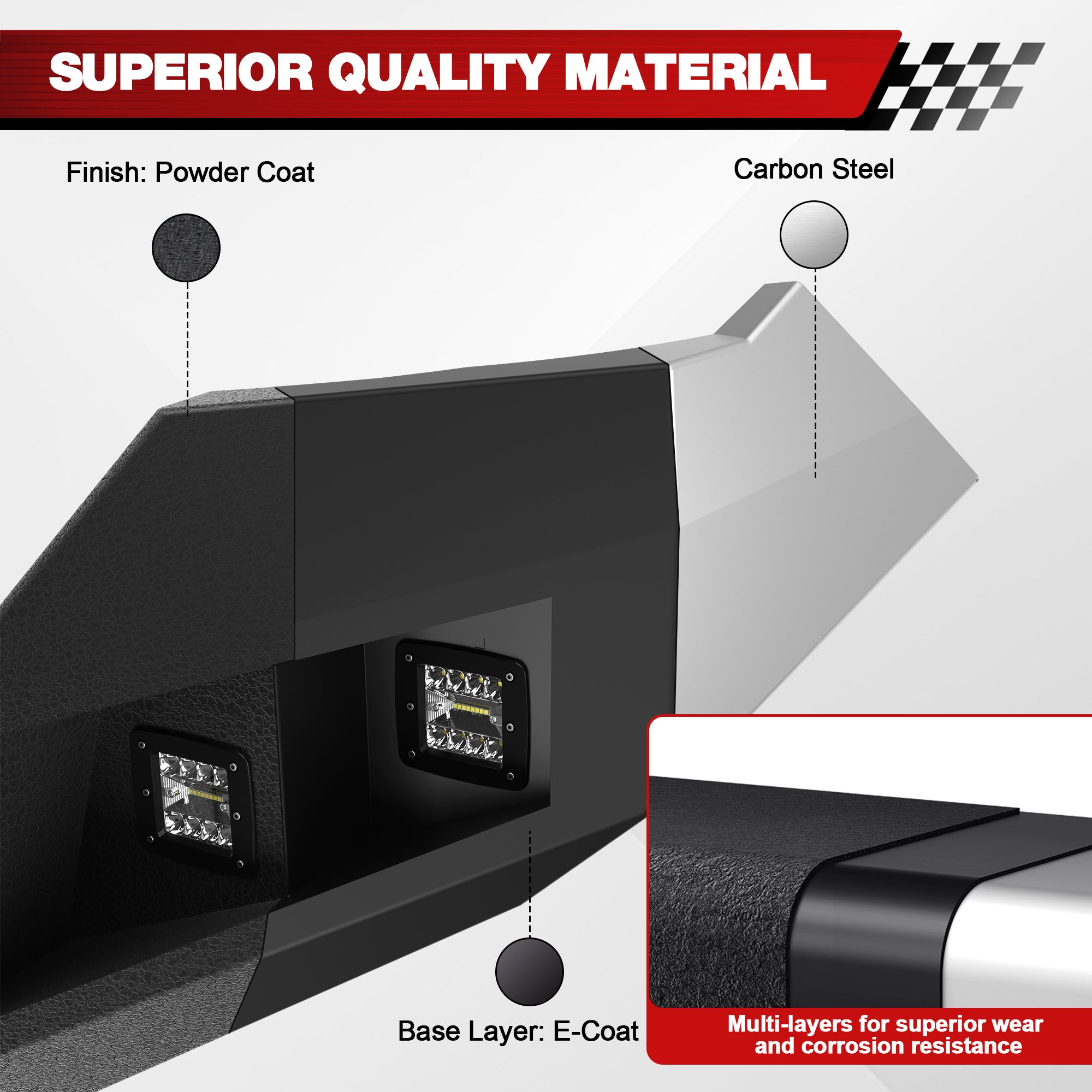 Tacoma Front Bumper Assembly Compatible with 2016-2017-2018-2019-2020-2021-2022-2023 Toyota Tacoma 3rd Gen w/LED Light & D-ring & Winch Plate