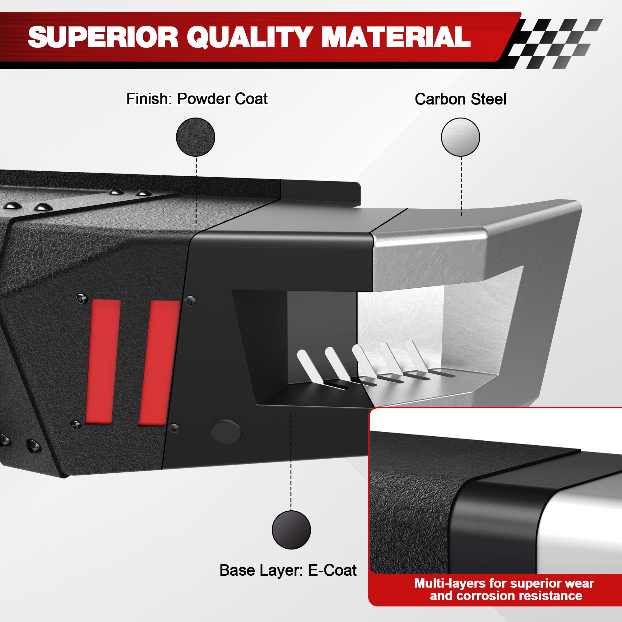 Off - road Tundra Rear Bumper Compatible with 2007 2008 2009 2010 2011 2012 2013 Toyota Tundra Pickup Truck Full Width Bumper - Longsunmotor