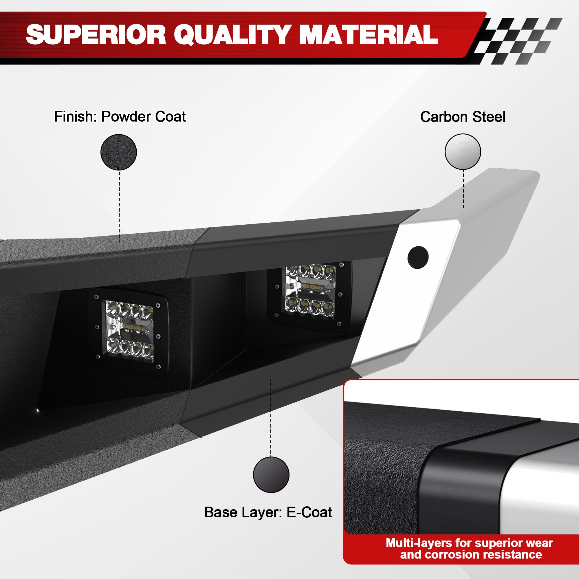 For Titan Pickup Truck Full Width Front Bumper Compatible with 2016-2025 Nissan Titan (Excluding Titan XD) with LED Lights, Winch Plate, Sensor Holes & D-rings