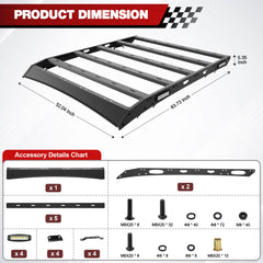 Roof Rack Cargo Basket Compatible with 2007-2021 Toyota Tundra Crew Max Cab with Side LED Lights Rooftop Truck Cargo Carrier