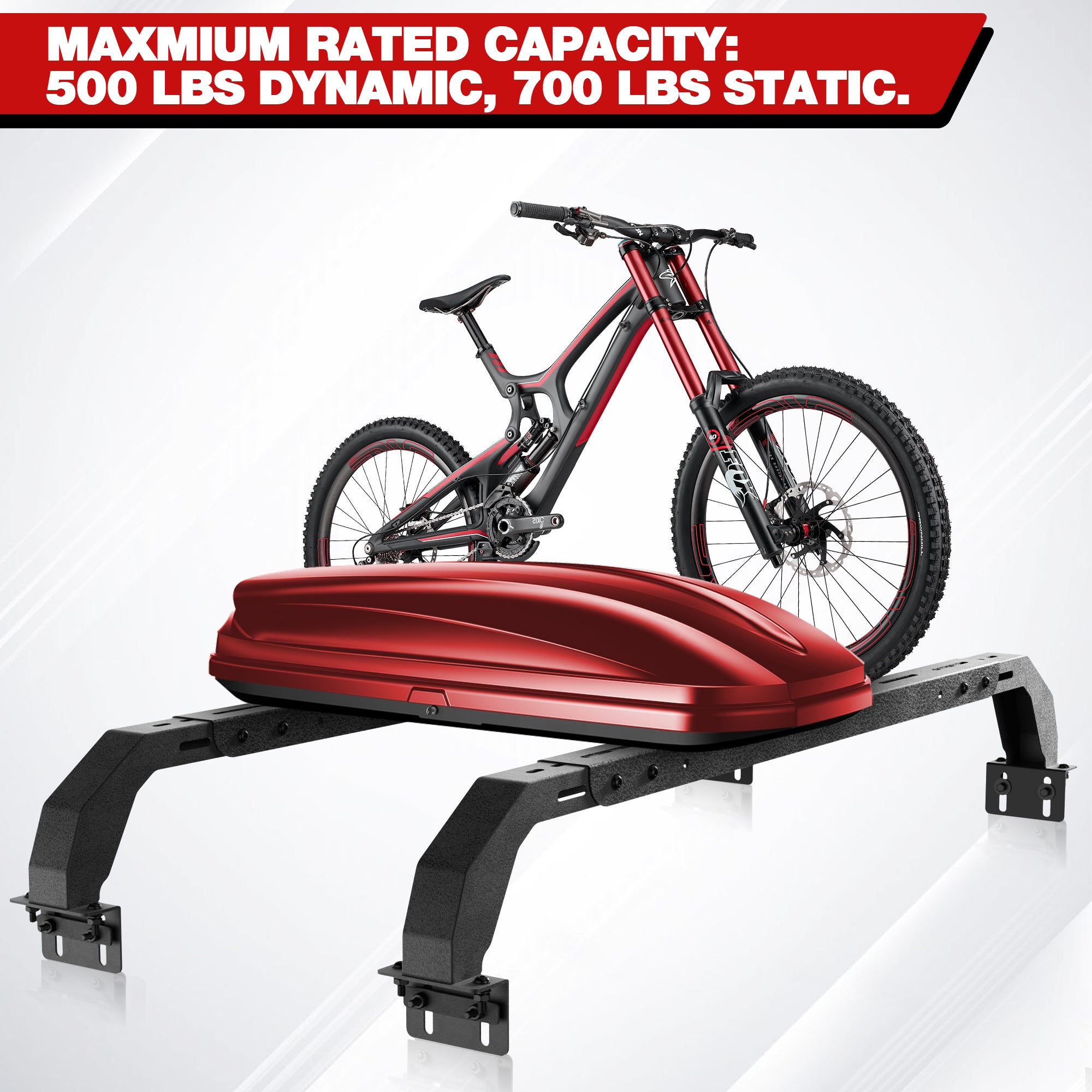 Extendable Steel Truck Ladder Rack 700 lbs Capacity Non-Drilling Extendable Truck Rack for Kayak, Surfboard, Lumber, Ladder