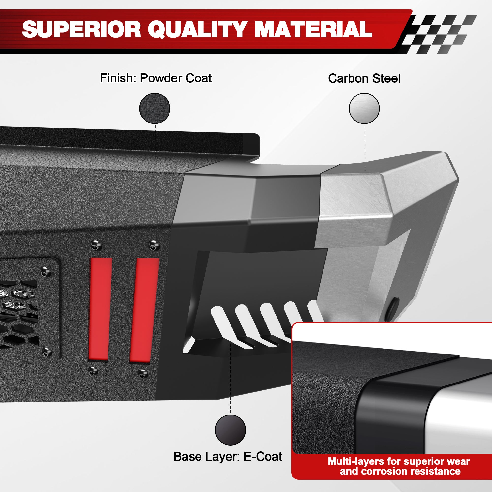 F150 Rear Bumper for 2009 2010 2011 2012 2013 2014 Ford F150 (Exclude Raptor) Full-Width Offroad Bumper Solid Steel