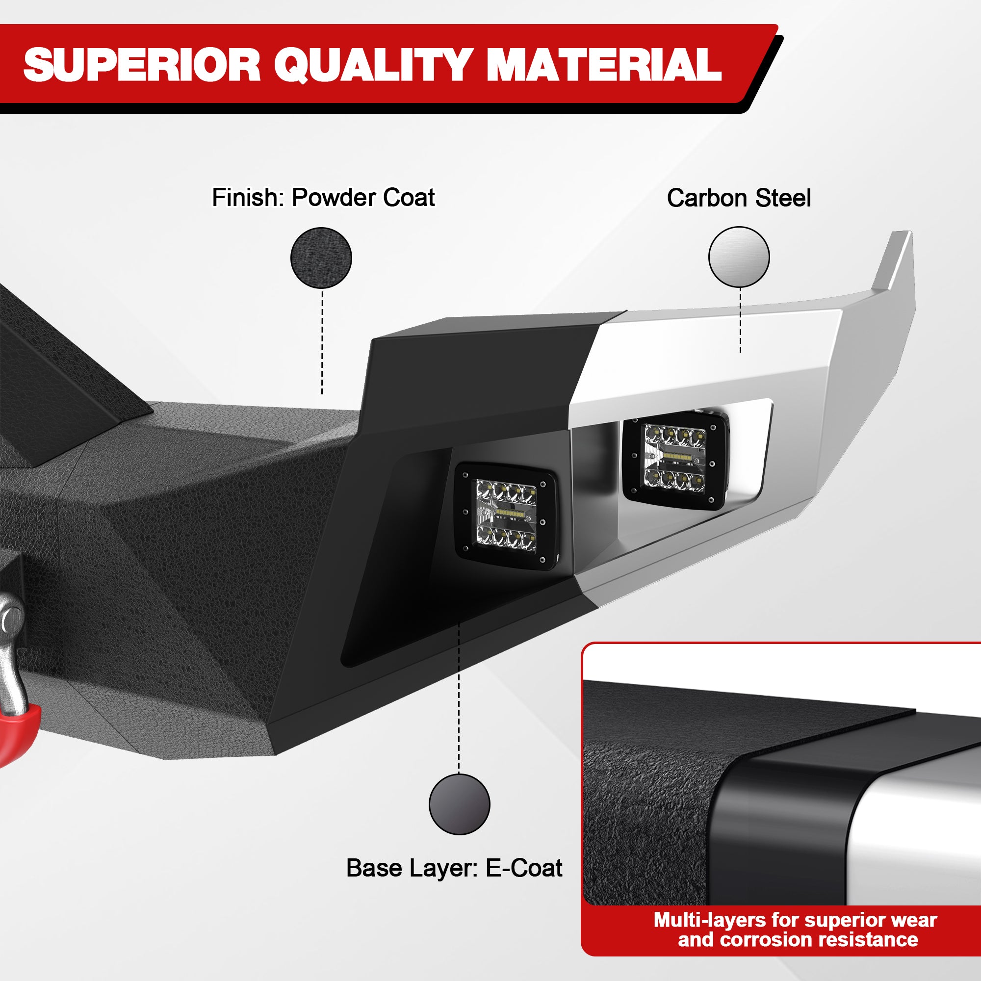 for Ram 1500 Front Bumper Compatible with 2009 2010 2011 2012 Dodge Ram 1500 Pickup Truck Bumper with Winch Plate, Sensor Holes & D-rings, Black