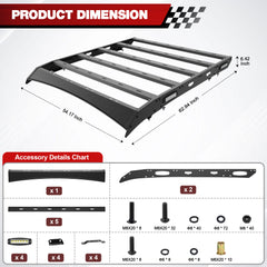 F150 Roof Rack Top Cargo Carrier Luggage Basket for Ford F-150 2009 2010 2011 2012 2013 2014 Pickup Truck with Side LED Lights