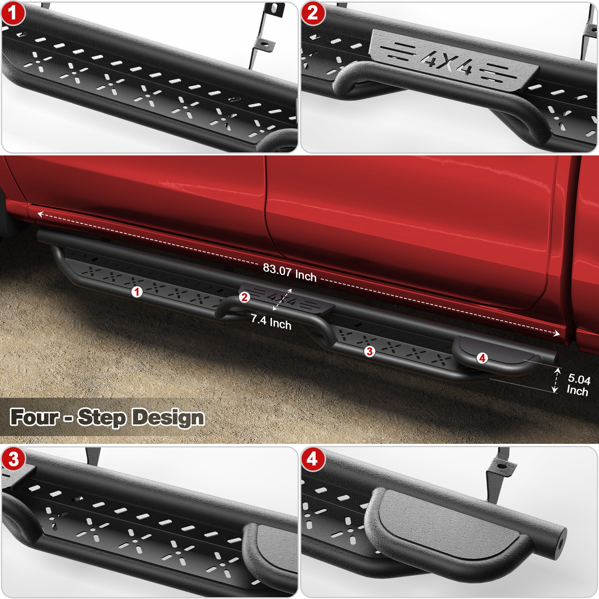 Running Boards for Silverado Crew cab Running Boards Step Bars Compatible with 2019 - 2025 Chevy Silverado 1500, 2020 - 2025 Silverado/Sierra 2500HD 3500HD Crew Cab - Longsunmotor