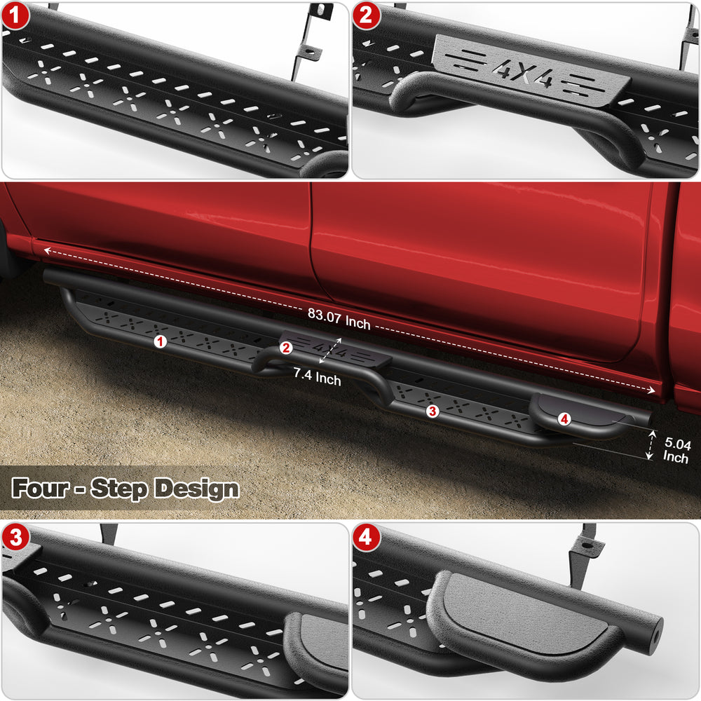 Running Boards for Silverado Crew cab Running Boards Step Bars Compatible with 2019 - 2025 Chevy Silverado 1500, 2020 - 2025 Silverado/Sierra 2500HD 3500HD Crew Cab - Longsunmotor