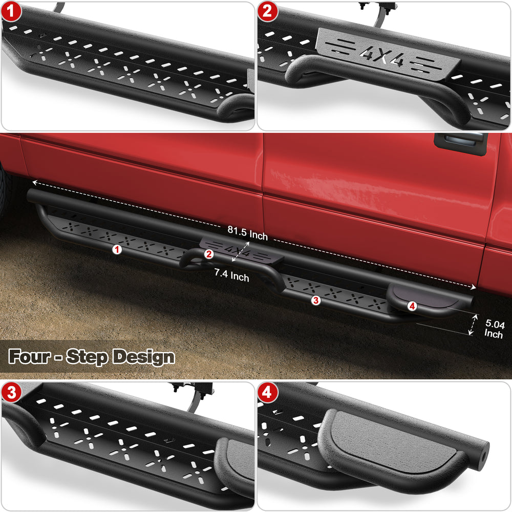 Running Boards Compatible with 2004 2005 2006 2007 2008 Ford F - 150 Crew Cab Black Nerf Bars - Longsunmotor