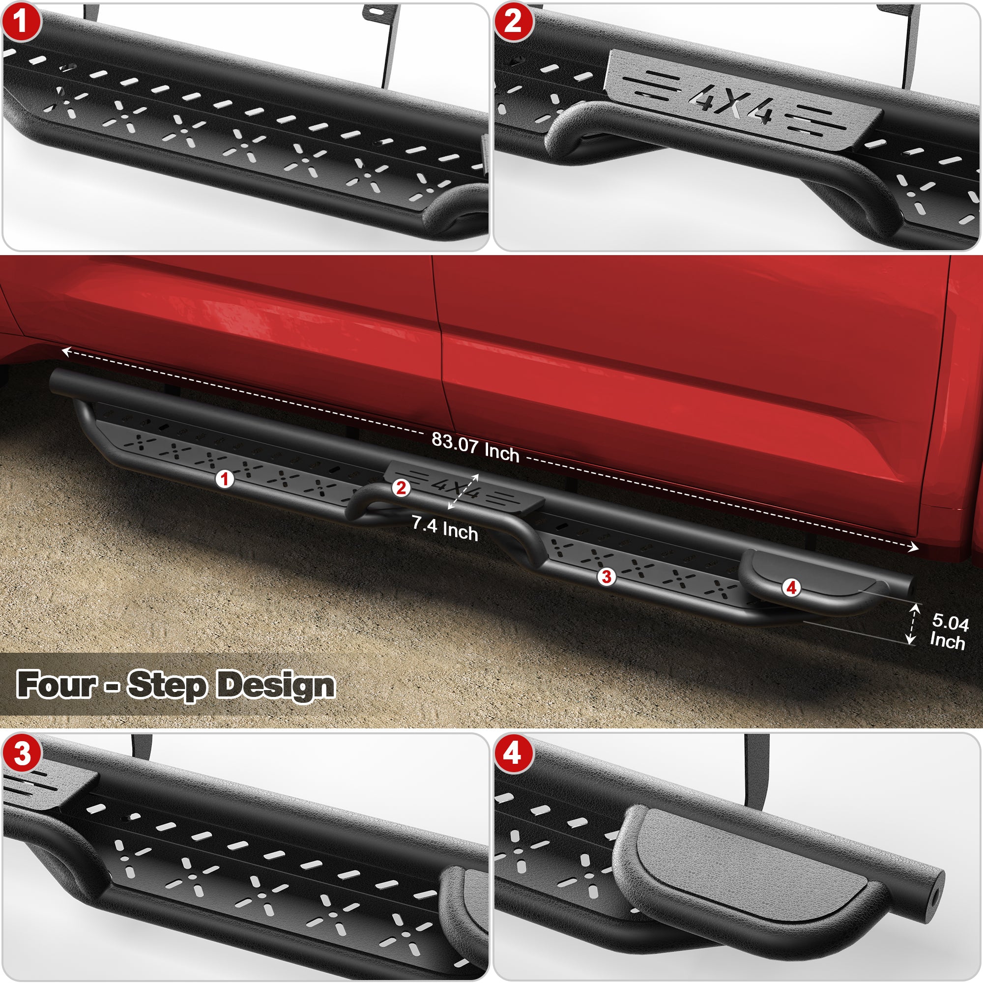 Running Boards Side Steps Compatible with 2022 2023 2024 2025 Toyota Tundra Crew Max Cab Black Truck Side Rails Nerf Bars