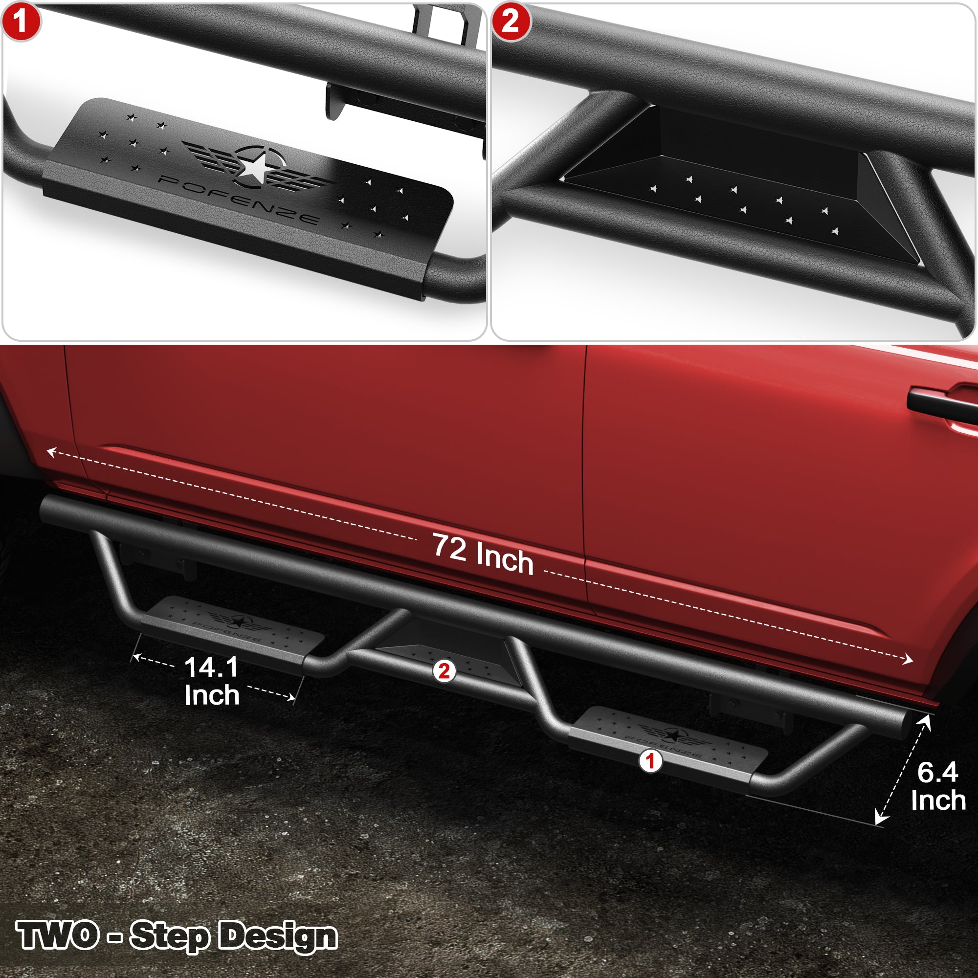 for Bronco Running Boards Side Steps Compatible with 2021 2022 2023 2024 2025 Ford Bronco 4 Doors - Longsunmotor