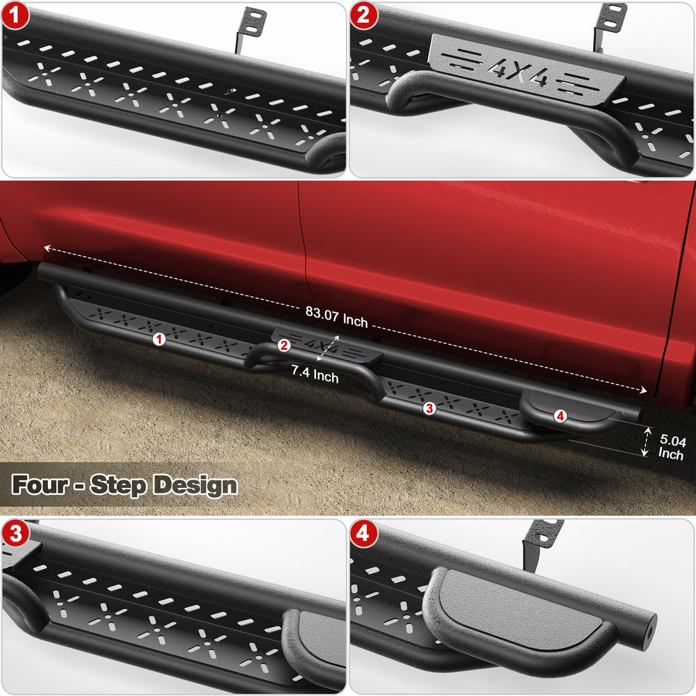 Running Boards Side Steps Compatible with 2007 - 2021 Toyota Tundra Crew Max Cab Nerf Bars - Longsunmotor