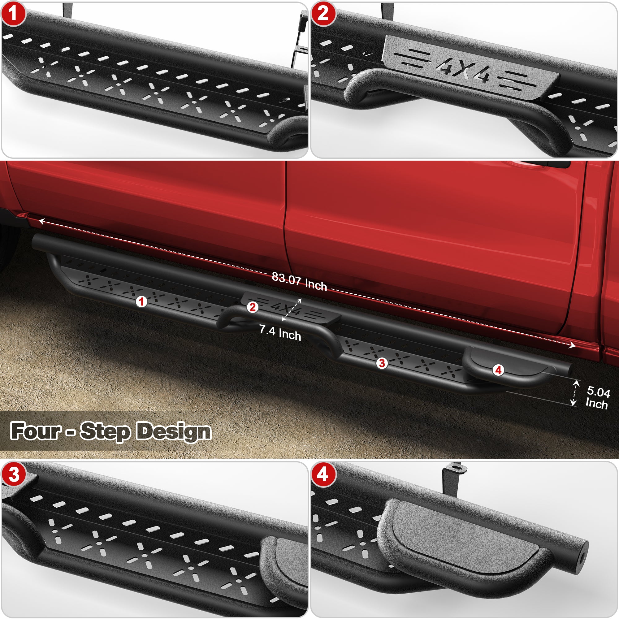Running Boards Side Steps Compatible with 2007-2018 Chevy Silverado/GMC Sierra 1500 Crew Cab and 2007-2019 2500 3500HD. Running Boards for Silverado Crew Cab